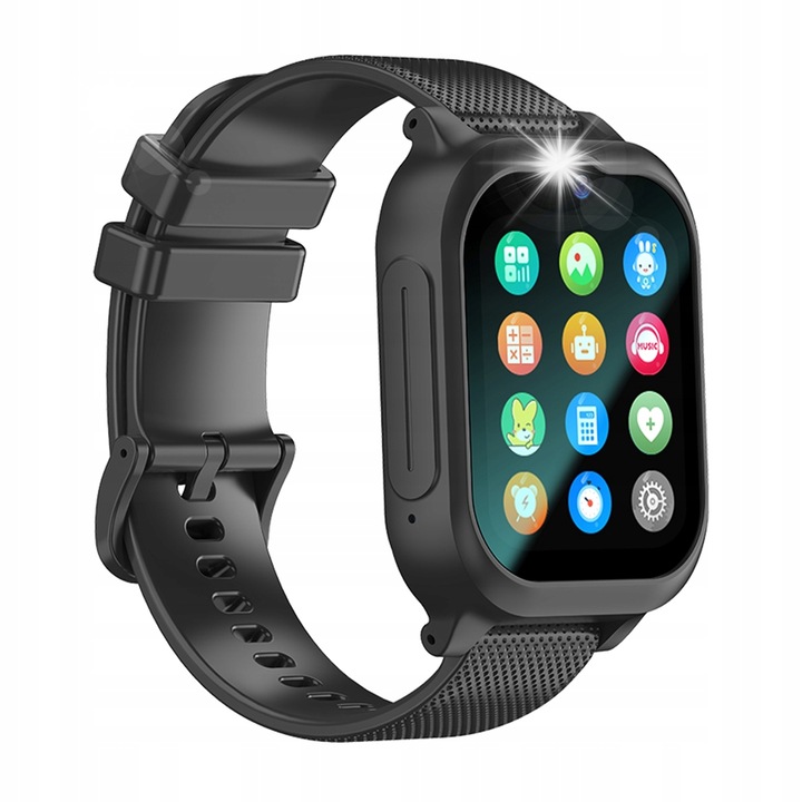 Детски часовник Awei H29, черен, с комуникационни функции и игри, комплект със силиконов калъф