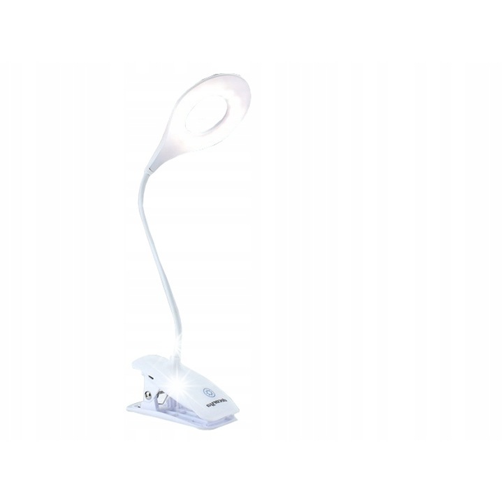 Lampa fara fir cu clip, Decorya, 16 LED-uri, 3 niveluri de intensitate, alb, 12x40cm