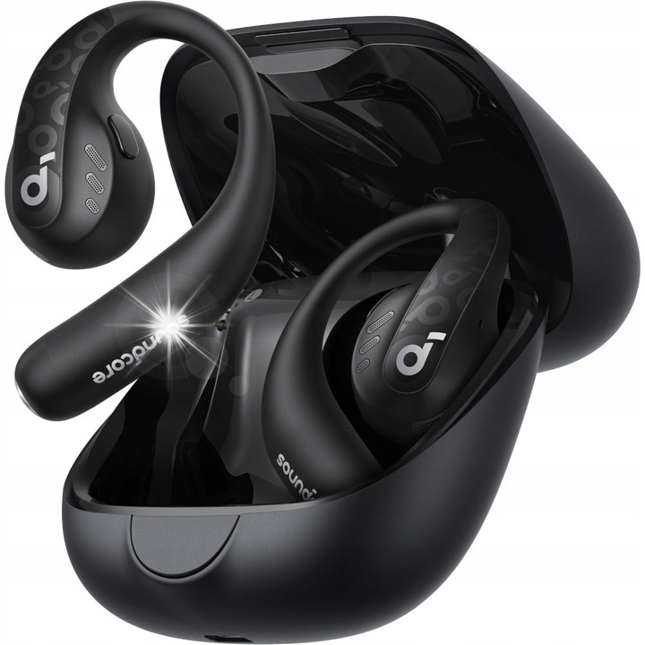 Soundcore AeroFit Pro vezeték nélküli fülhallgató, fekete, 14 óra üzemidő, IPX5 vízállóság, teljes készlet