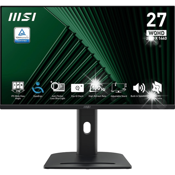 Monitor 27" MSI Pro MP275QPG, 2560x1440px, IPS, 100Hz, fekete