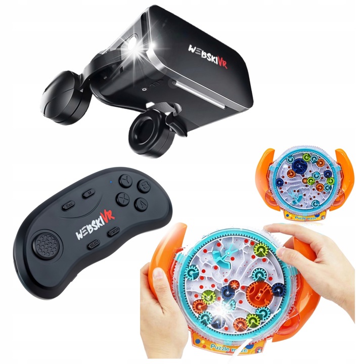 Webski VR szemüveg, Labirintus oktatójátékkal, 175x80mm, kékfényszűrővel, ergonomikus