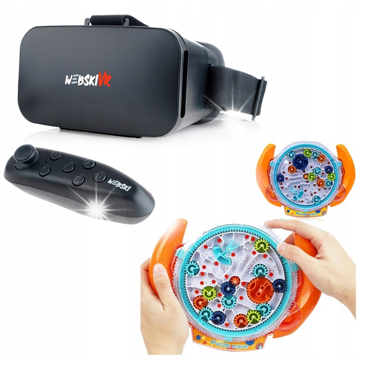 Webski VR szemüveg szett, vezeték nélküli Gamepaddal és interaktív játékkal