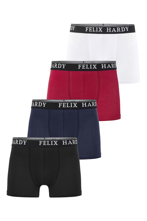 FELIX HARDY, Set de boxeri cu banda logo in talie - 4 perechi, Rosu/Alb optic/Bleumarin