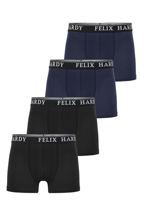 FELIX HARDY, Set de boxeri cu banda logo in talie - 4 perechi, Negru/Albastru ultramarin