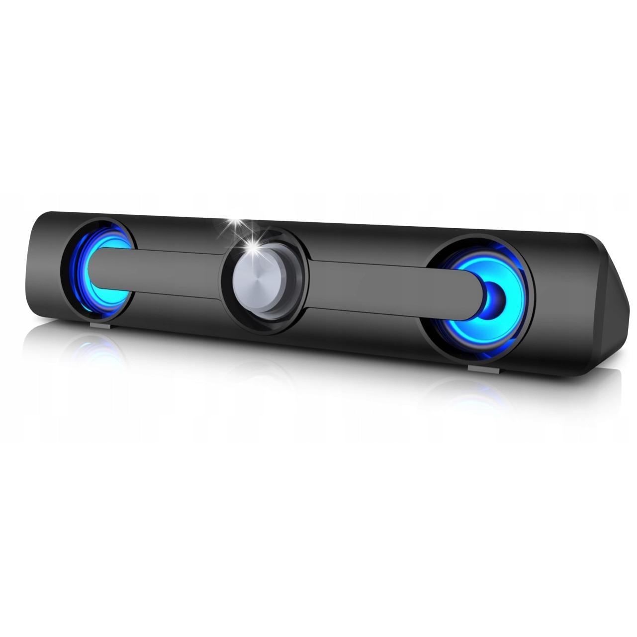 Soundbar PC REAL-EL S-170, 6W, negru, dimensiuni 32x6.5x6cm, cu iluminare LED