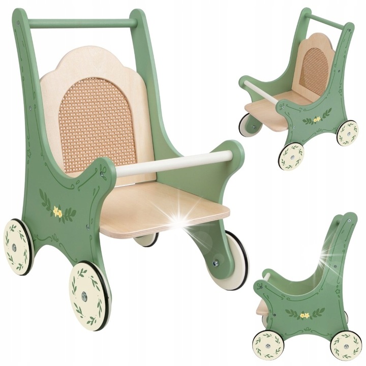 Classic World babakocsi, Vintage, zöld virágokkal, 26,4x32x43,1cm