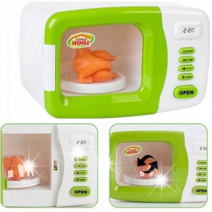Gyermek konyhai szett, mikrohullámú sütő, Ciuciubabka, fehér-zöld, kis méret