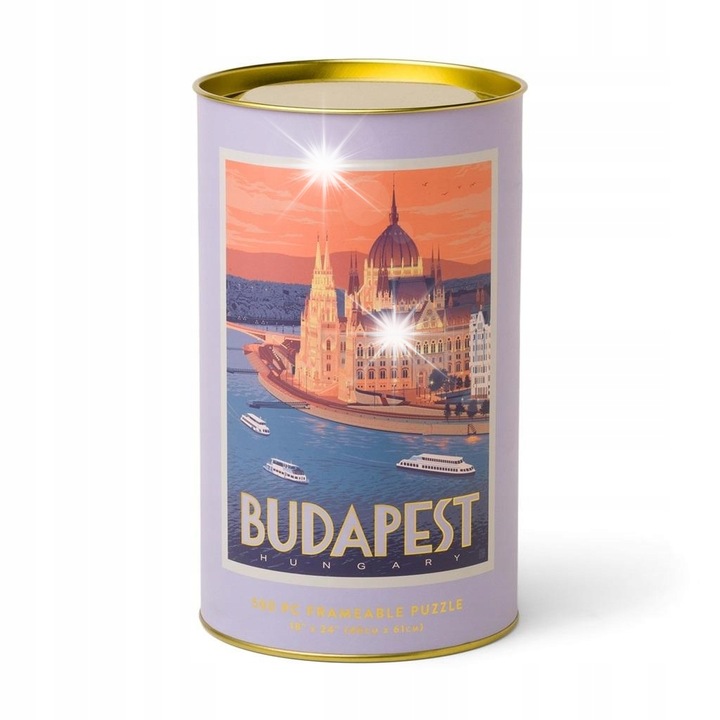 Oktató puzzle 500 darabos Budapest, mérete 45.72x60.96cm, tubus arany részletekkel