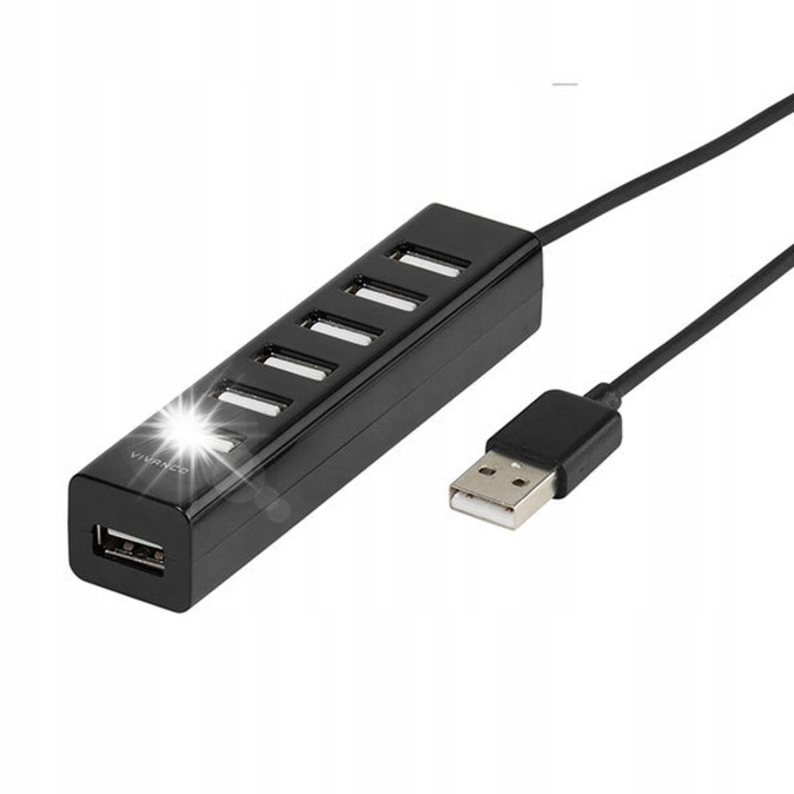 Aktív USB hub 7 porttal, VIVANCO, többszínű