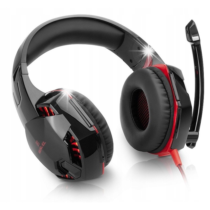 Casti gaming REAL-EL GDX-8100, sunet surround 7.1, negru-rosu, USB