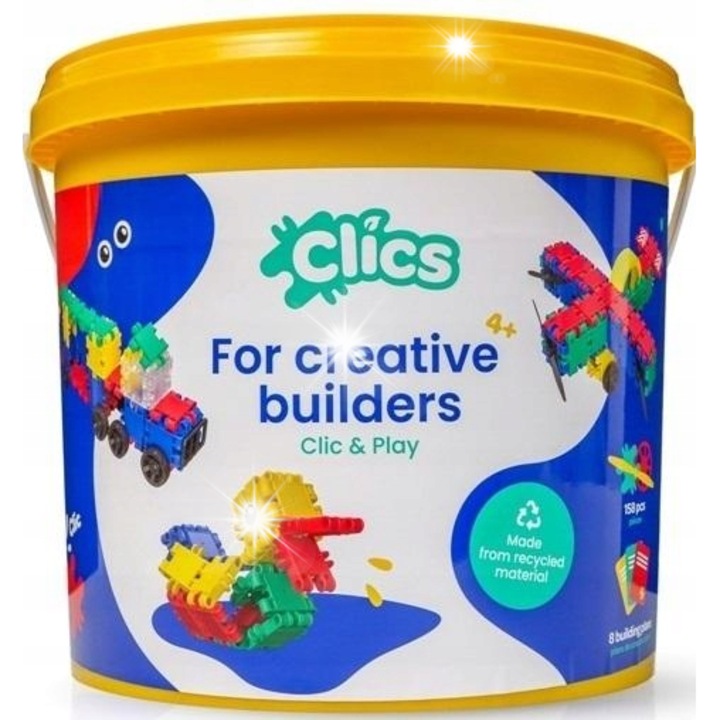 Set de constructie CLICS, 38 accesorii, dimensiune 240x203mm, pentru copii 4-12 ani