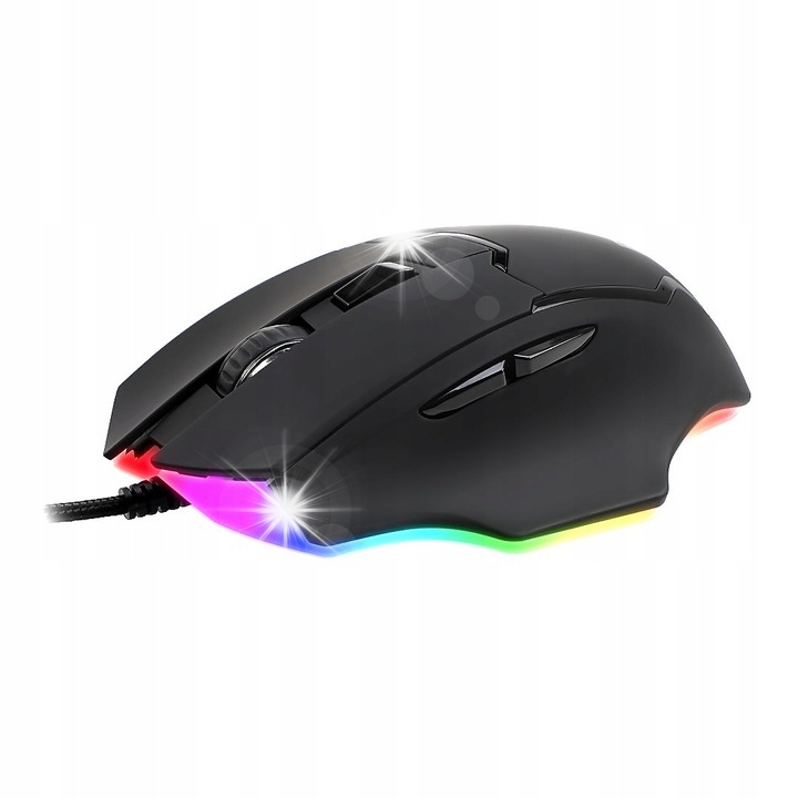 Maus REAL-EL RM-555, 6400 DPI, 6 gomb, 1,8m kábel, fekete