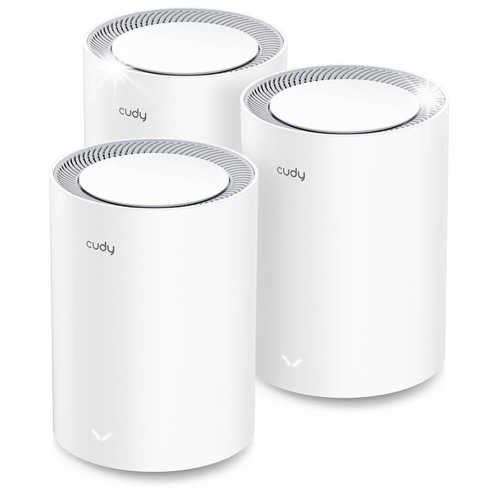 Sistem Wi-Fi Mesh Cudy M3000, 3 piese, AX3000, 2.5G, 5 antene, alb