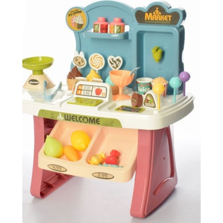 Szupermarket játékkészlet, Maksik, kiegészítők a kreativitás és a szociális készségek fejlesztésére, többszínű