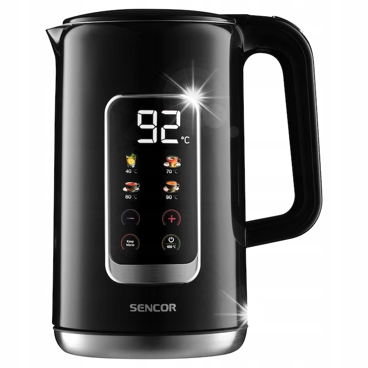 Fierbator electric Princess 1,7 l, 2200 W, negru, functii de siguranta