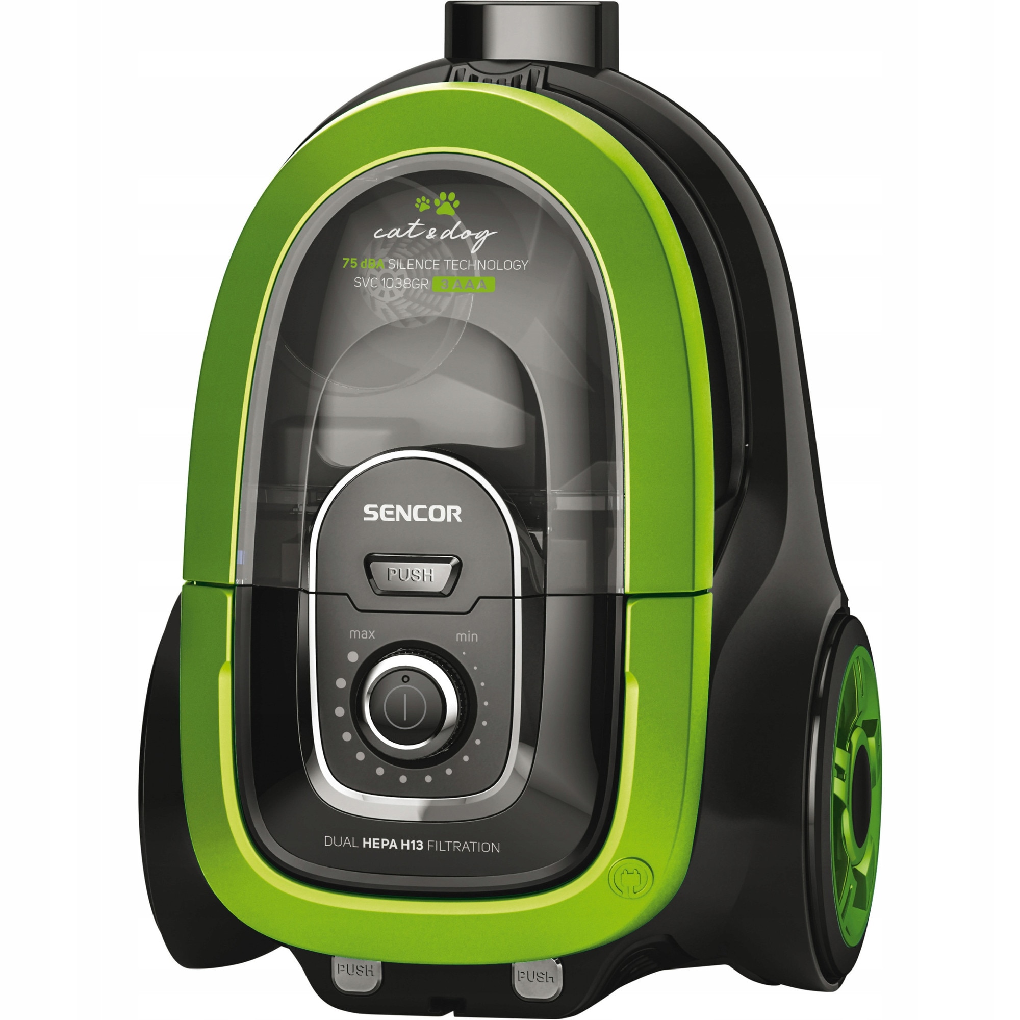 Aspirator fara sac Sencor SVC 1038GR, 750W, HEPA H13, verde, 10m raza de actiune