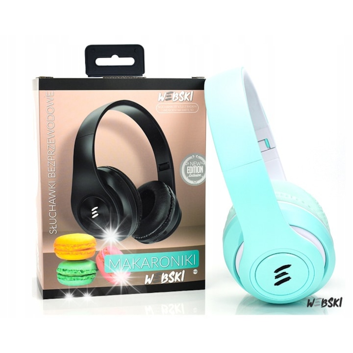 Webski összecsukható vezeték nélküli Bluetooth 5.0 fejhallgató HD mikrofonnal, microSD olvasóval és rádióval, 40 mm