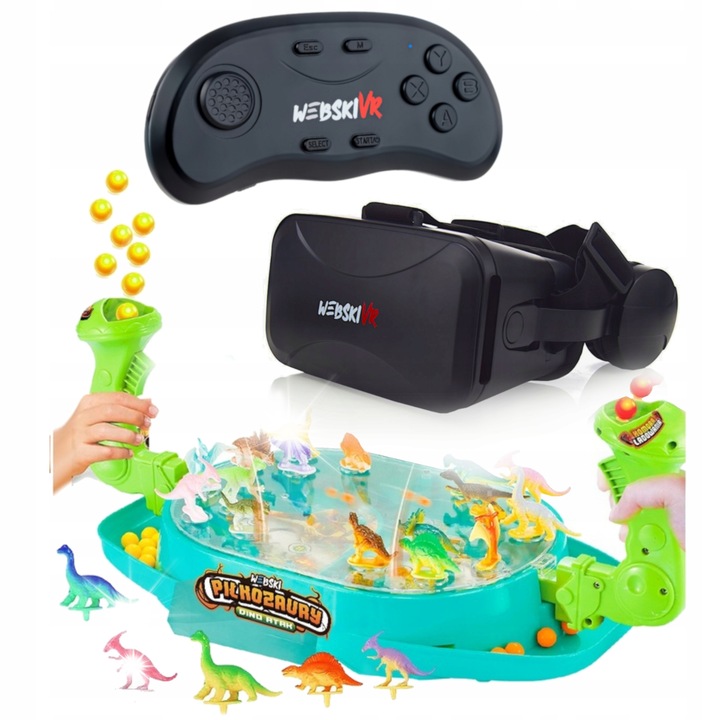 Webski VR szemüveg, gamepad és Dino ügyességi játék szettben, 175x80mm, kék fényszűrővel