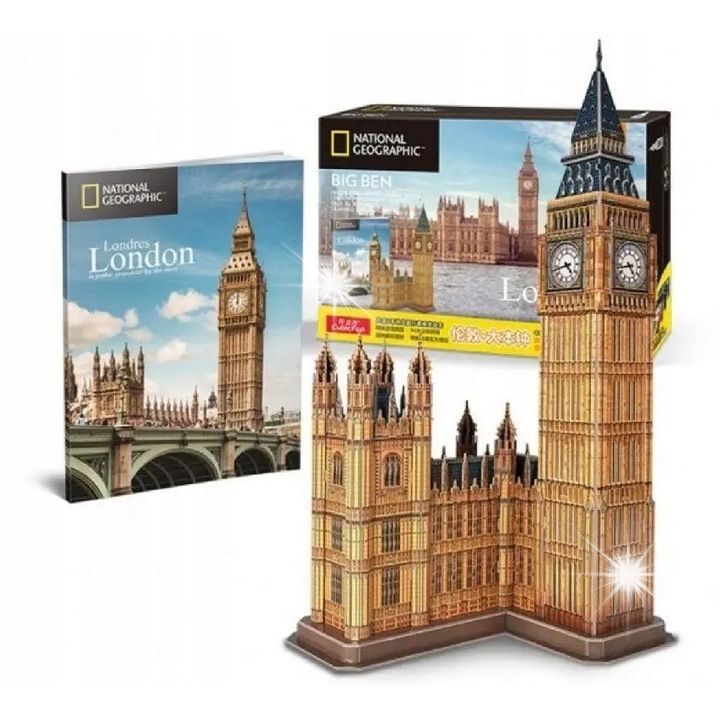 Puzzle 3D Big Ben, Cubic Fun, 117 darab, környezetbarát anyag, fiataloknak