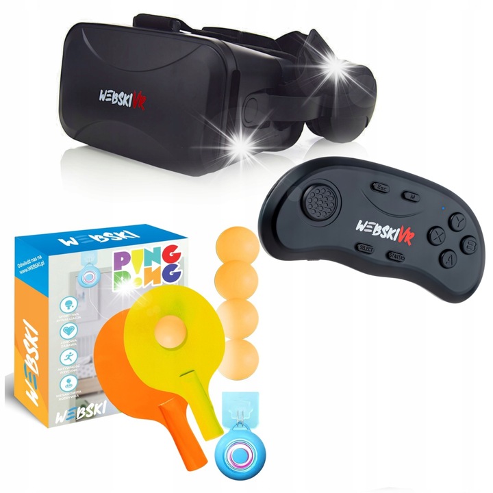 Webski VR szemüveg, gamepad és pingpong felszerelés szett, 175x80mm, többszínű