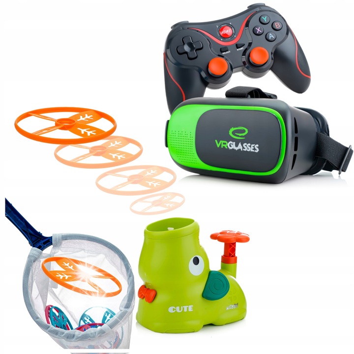 3D VR szemüveg, Webski, szett gamepad-del és pneumatikával, 180/360 fok, fekete