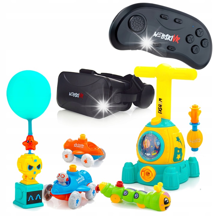 Webski VR szemüveg, gamepad szettel, pneumatikus indítóval, max. telefon méret 175x80mm, kék szűrő, 3D 360 fok