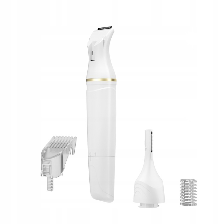 Epilator electric Enchen, 6 accesorii, pentru bikini, brate, fata, culoare alba, alimentare cu baterii AA