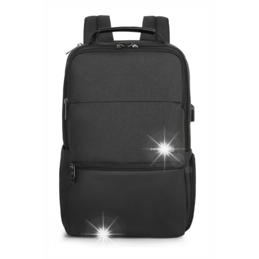 Rucsac laptop 15.6" Swissten, 19L, 8 compartimente, culoare neagra
