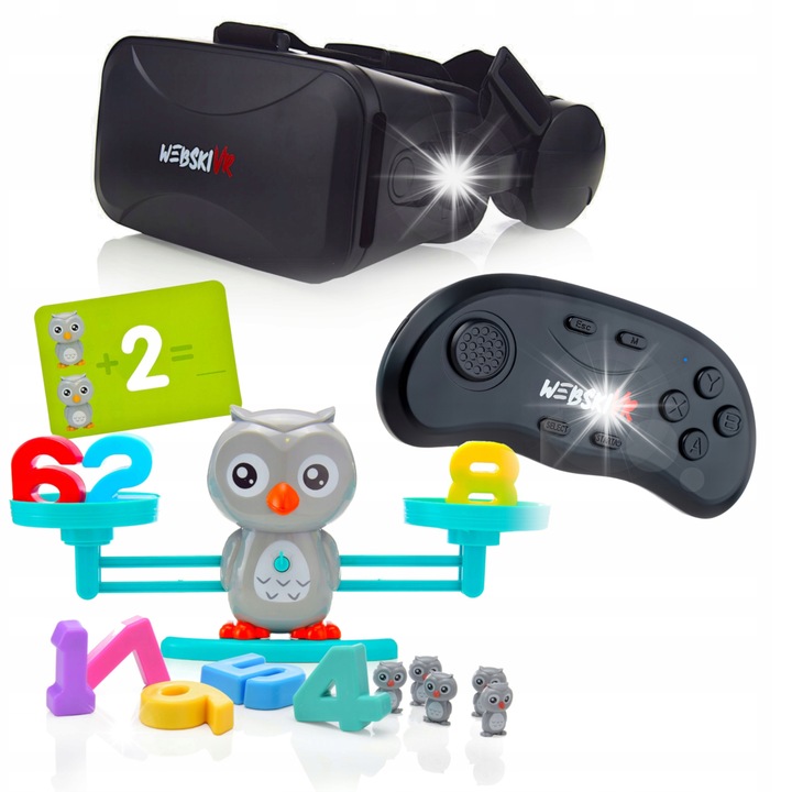 Webski VR szemüveg szett, 3D 360°, Gamepad, Matek játék, 175x80mm