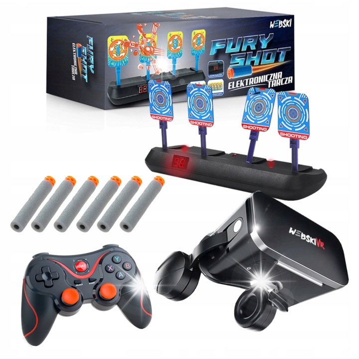 Комплект VR очила Webski, 175x80mm, с геймпад и електронен прицел