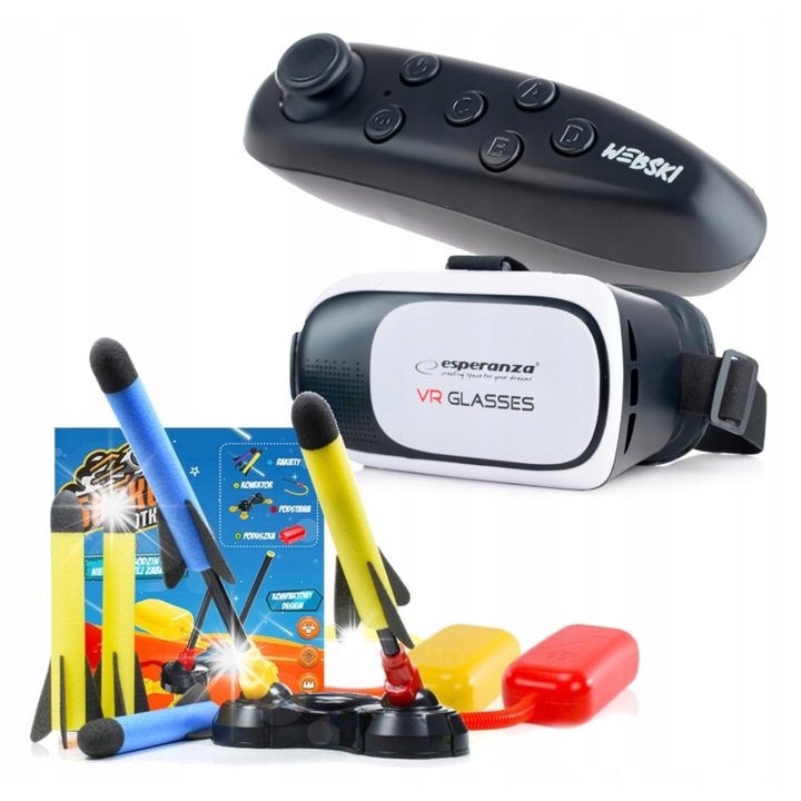 Webski VR szemüveg szett, vezeték nélküli Gamepaddel és rakétakilövővel