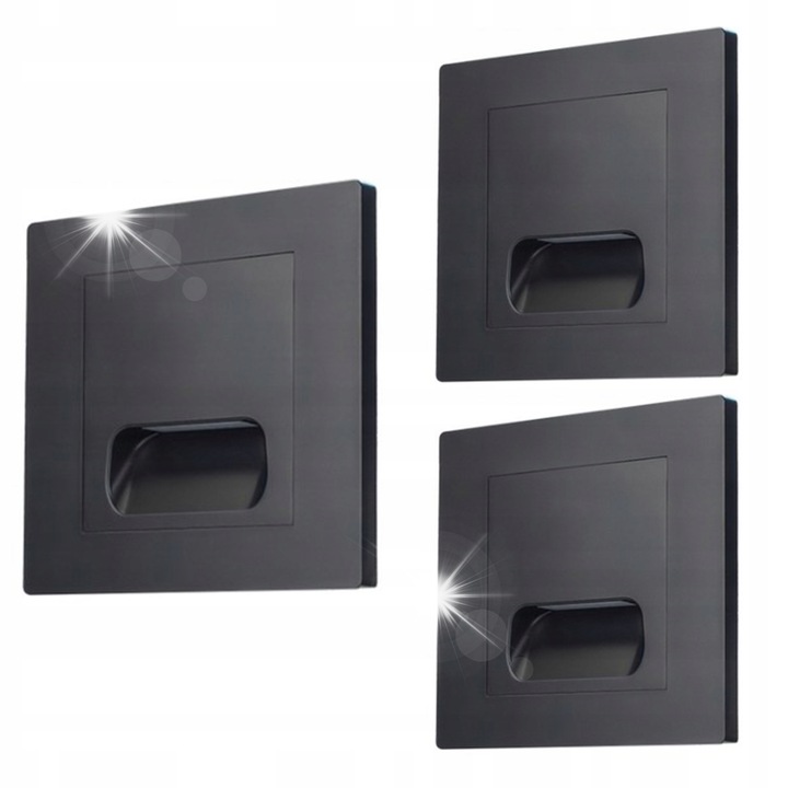 Комплект 3x LED апликации Decorya, черни, 1W, 86x86x25mm