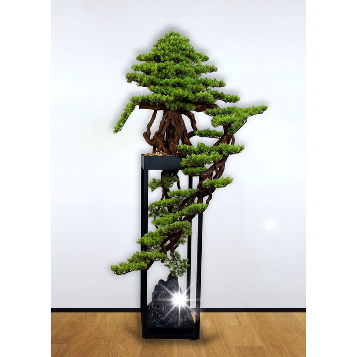 Kaskádos dekoratív bonszáj, fenyő, 80x165x55cm, realizmus, fém