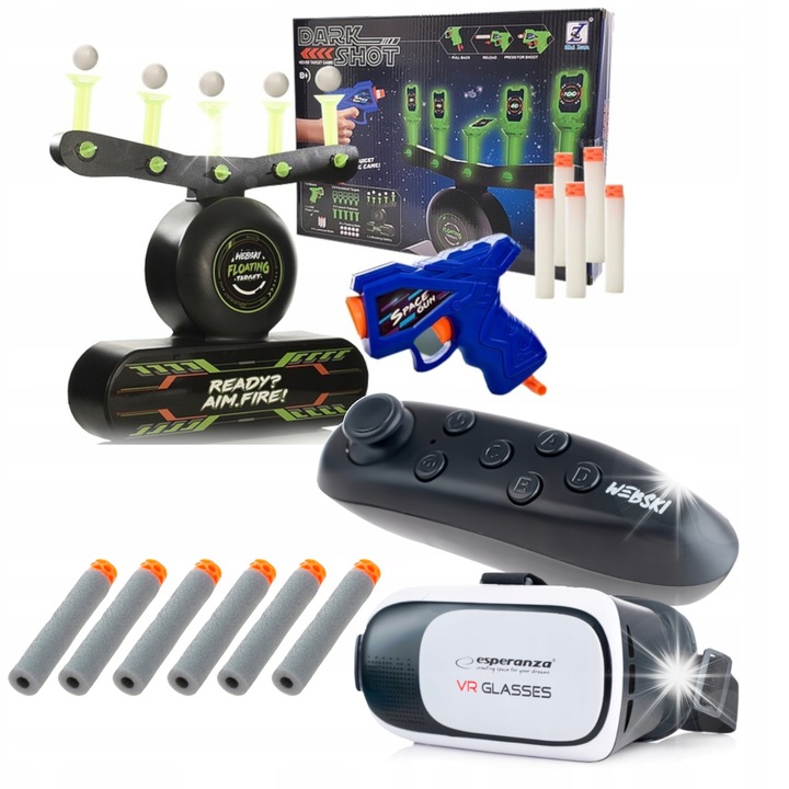 Webski VR szemüveg szett, vezeték nélküli gamepad-dal és Airball lövöldözős játékkal