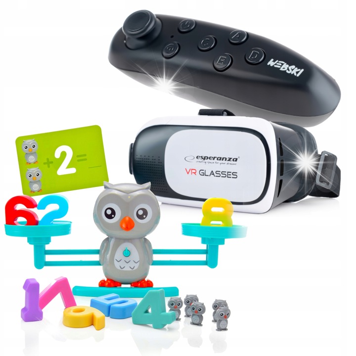 Комплект VR очила Webski, с безжичен геймпад и игра Cantar Bufnita