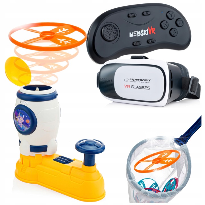 Webski VR szemüveg szett, vezeték nélküli Gamepaddel és korongvetővel