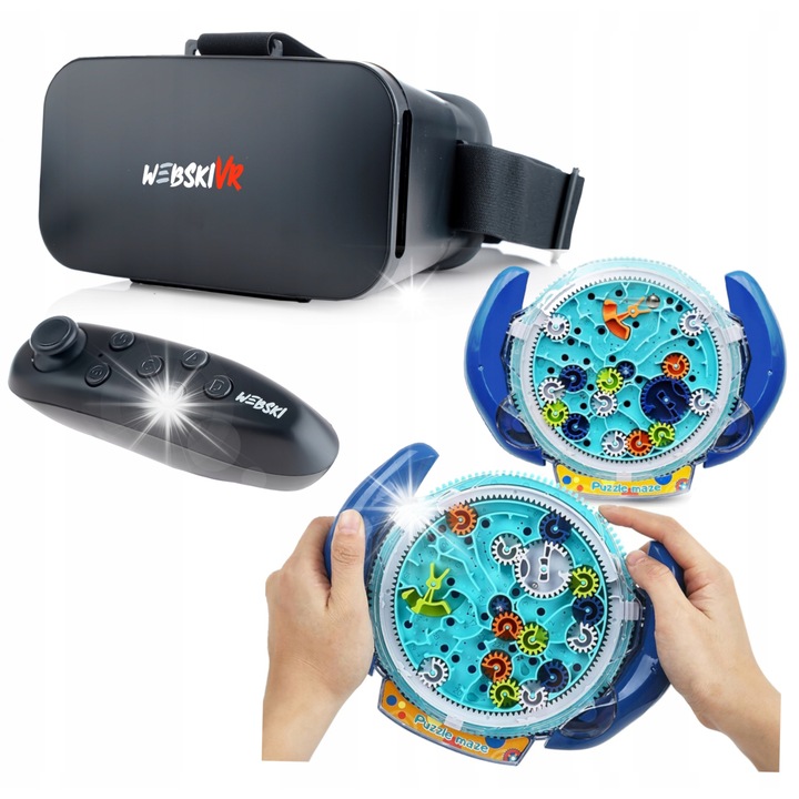 Webski VR szemüveg szett, vezeték nélküli Gamepaddal és labirintus oktatójátékkal