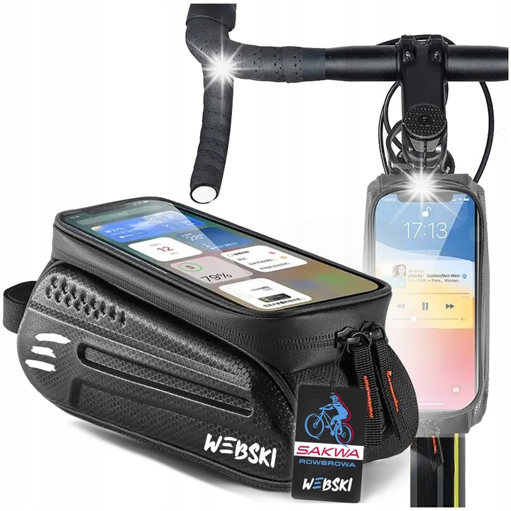 Чанта за велосипед Webski, водоустойчива, черна