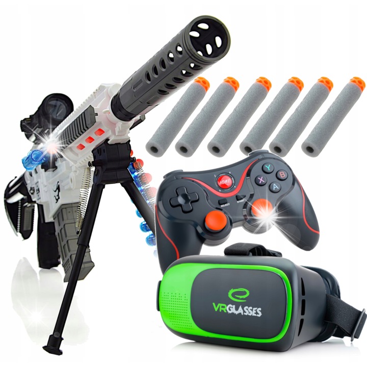 Webski 3D VR szemüveg szett vezeték nélküli Gamepaddal és habszivacs nyílpuskával