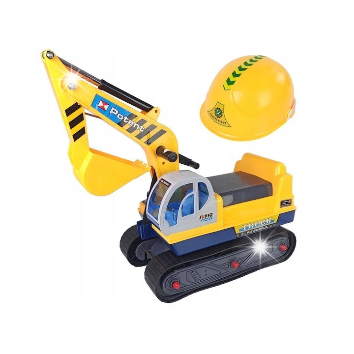 Багер Ездач LEAN Toys, жълт, с каска, 49x32x35см, за деца 3+ години, пълен комплект