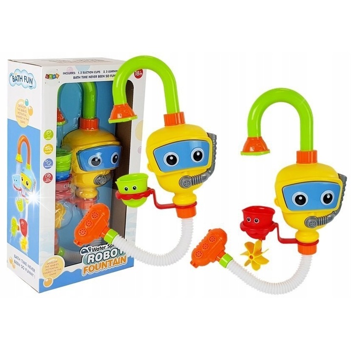 Színes fürdőrobot tapadókorongos rögzítéssel, LEAN Toys, 41cm, többszínű