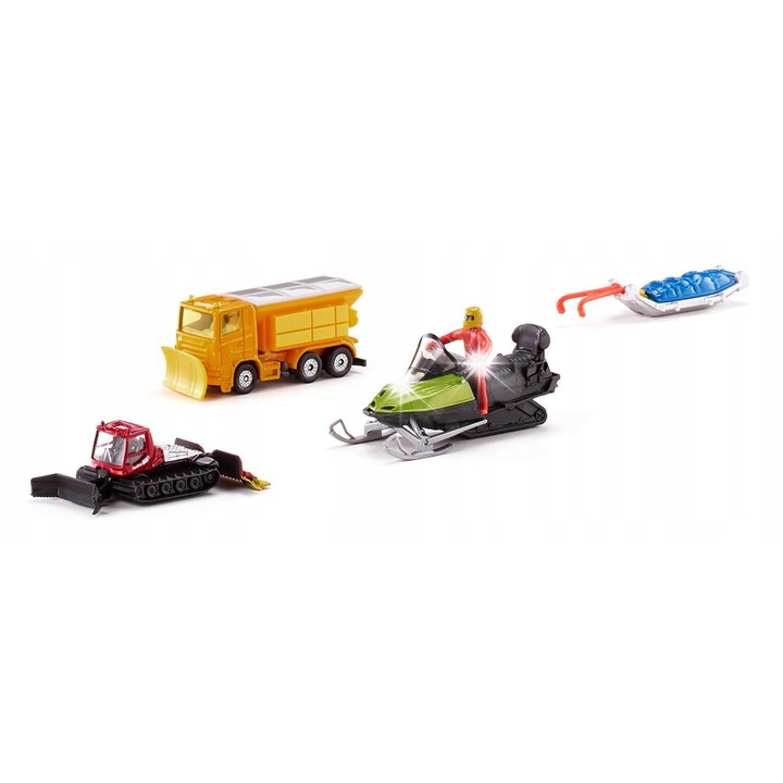 Siku Zima Autókészlet, Útkarbantartó Jármű, Ratrak 600, Szánkórobogó, 296x110x48mm