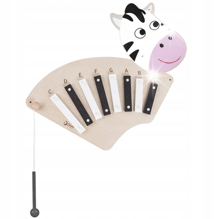 Zebra fali zenei tábla, Classic World, fából, 3 éves kortól