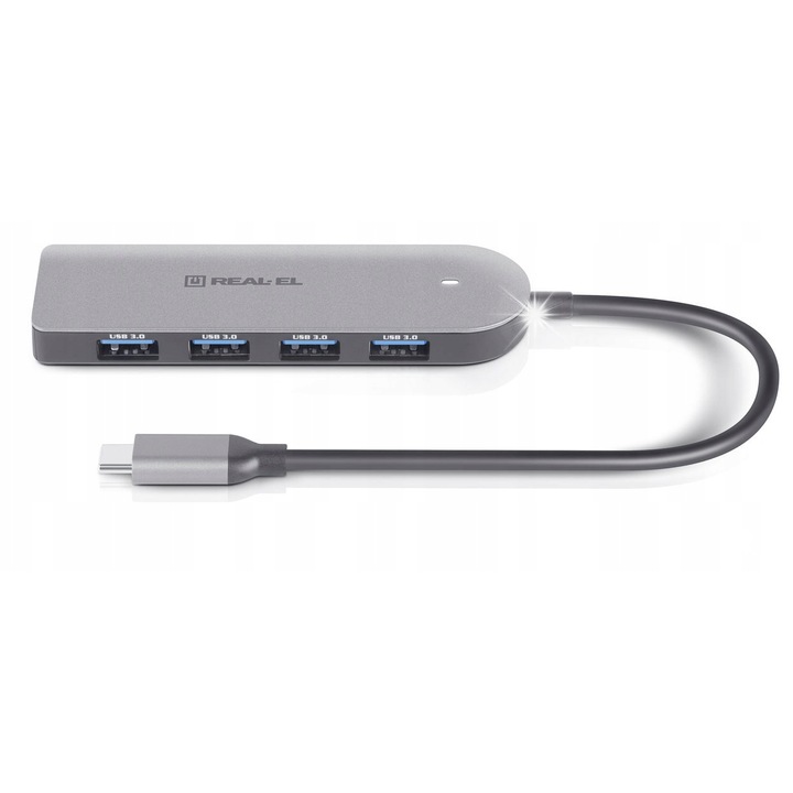 HUB USB-C 4x USB 3.0 REAL-EL CQ-415, 150mm, 105x30x12mm