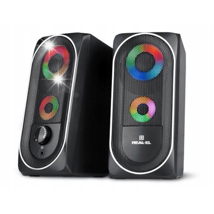 Boxe PC REAL-EL S-110, 6W, 65mm, multicolor, 82x180x96mm