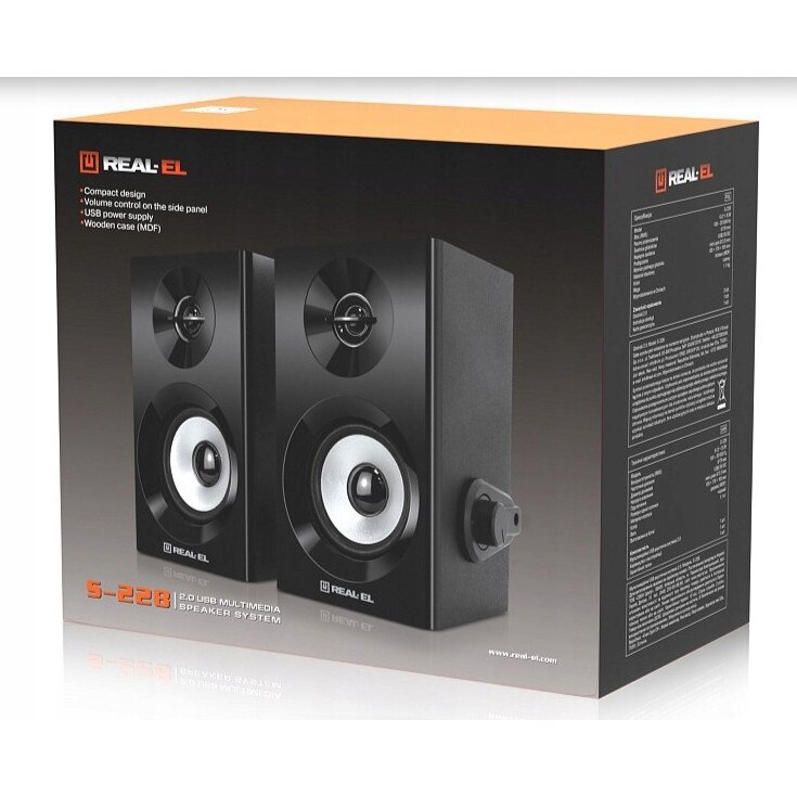 Set boxe PC 2.0 REAL-EL S-228, 6W, negru, 105x178x105mm - eMAG.ro