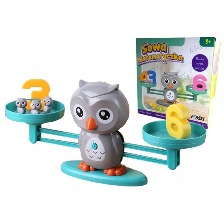 Set Joc Educational Webski - Sowa Matematyczka, Waga Sala, 51 Elemente, Multicolor, 33x16,5x9,5cm