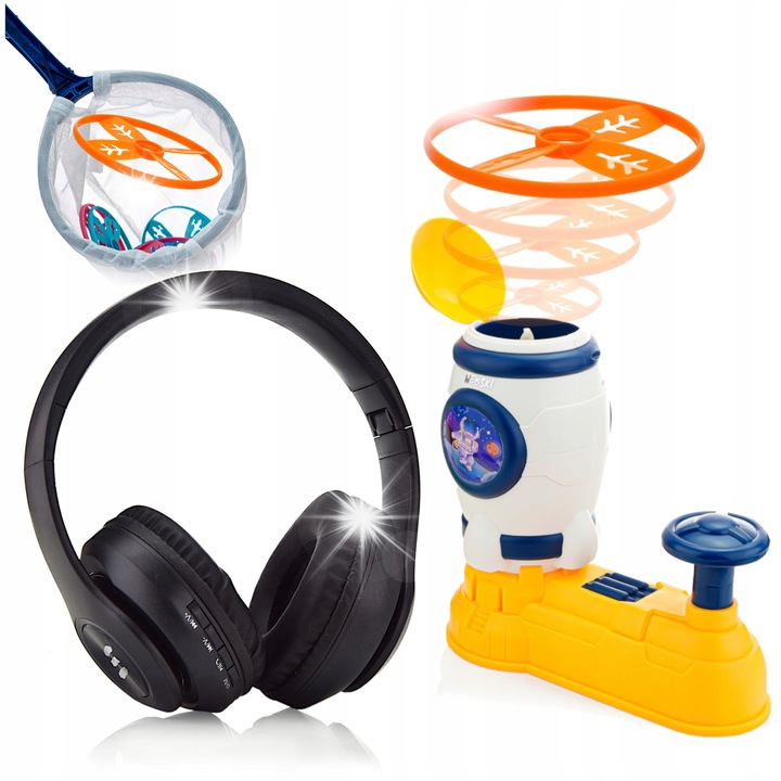Комплект интерактивни играчки, изстрелвач на дискове, 2 куки, за деца