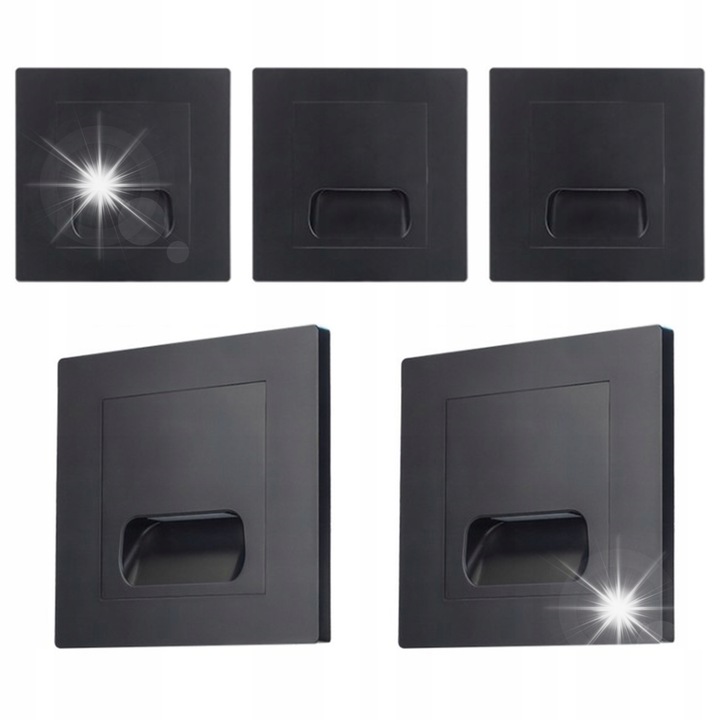 Комплект 5x LED лампи Decorya, 1W, 4000K, Черни, 86x86x25мм