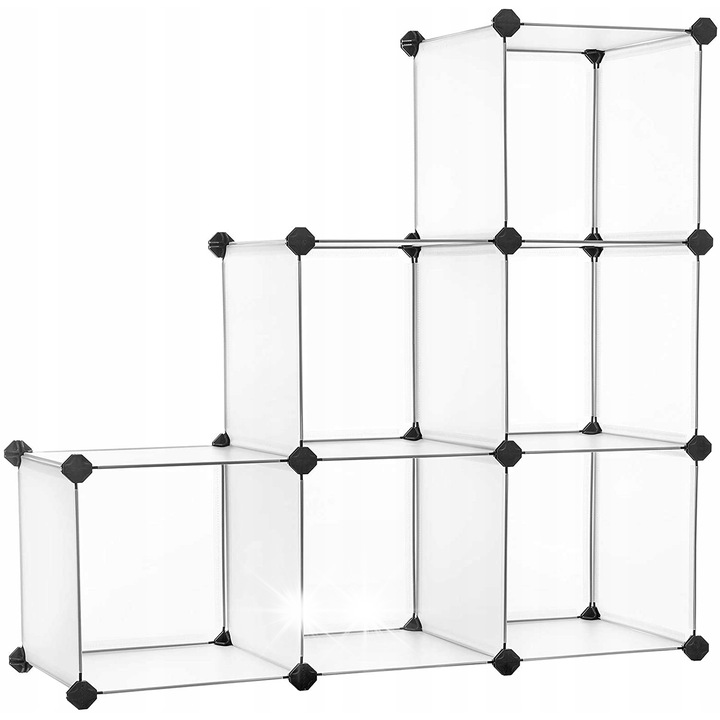 Polc, Songmics, fehér, 93x93x31cm, többféle elrendezés, 10kg teherbírás polconként